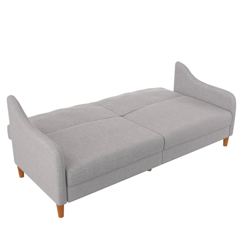 Canapé-lit futon convertible avec ressorts ensachés et pieds en bois