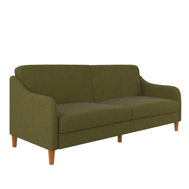 Canapé-lit futon convertible avec ressorts ensachés et pieds en bois