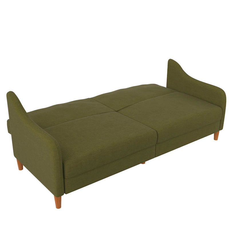 Canapé-lit futon convertible avec ressorts ensachés et pieds en bois