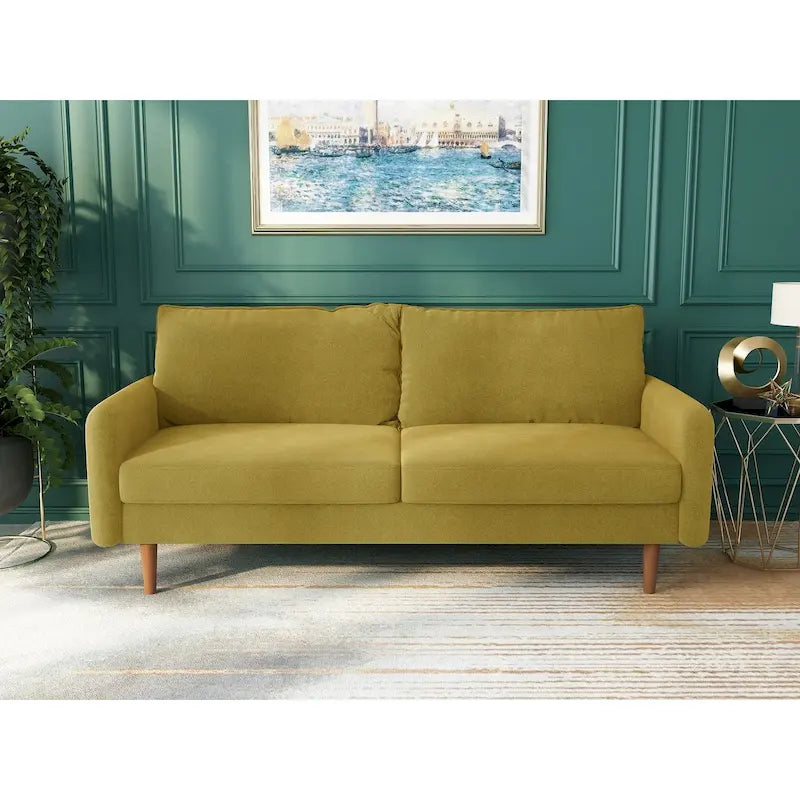 Canapé en velours de 178 cm avec accoudoirs carrés et pieds en bois massif – Plusieurs coloris