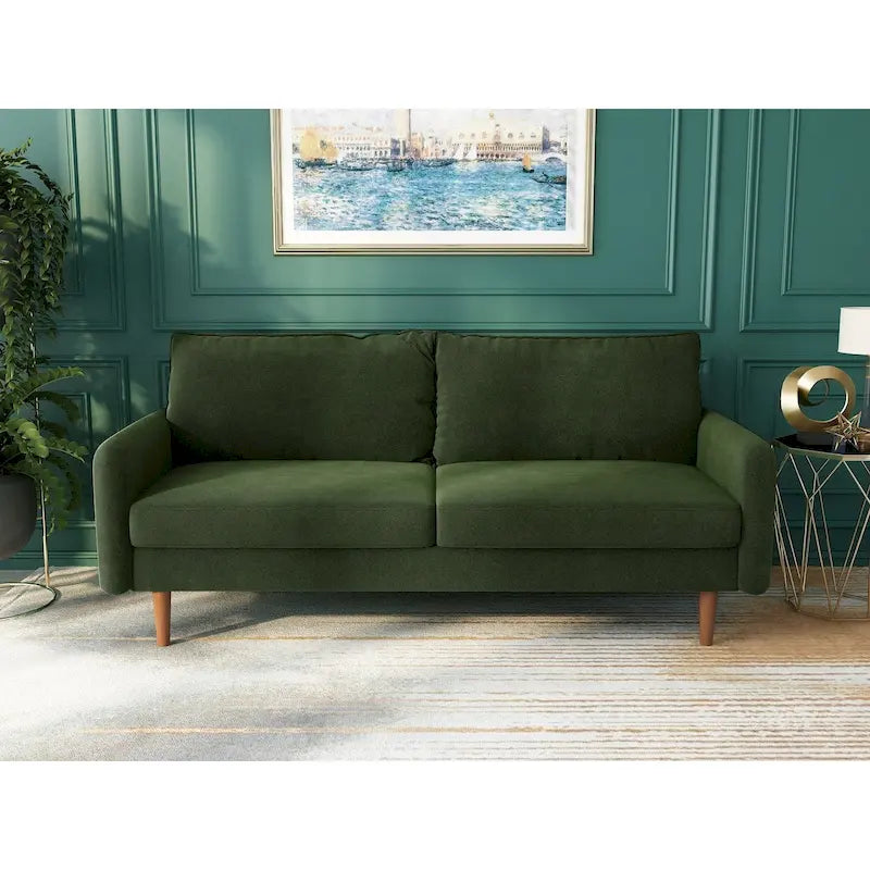 Canapé en velours de 178 cm avec accoudoirs carrés et pieds en bois massif – Plusieurs coloris