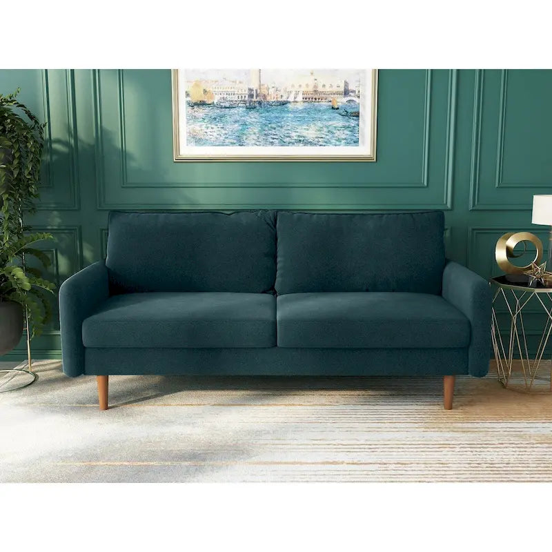 Canapé en velours de 178 cm avec accoudoirs carrés et pieds en bois massif – Plusieurs coloris