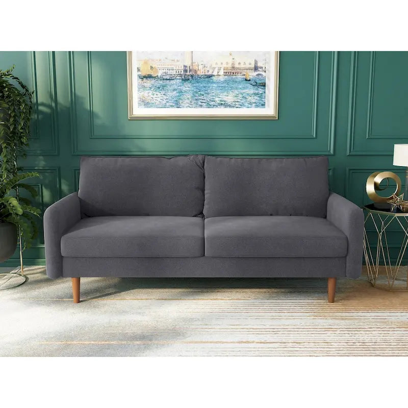 Canapé en velours de 178 cm avec accoudoirs carrés et pieds en bois massif – Plusieurs coloris