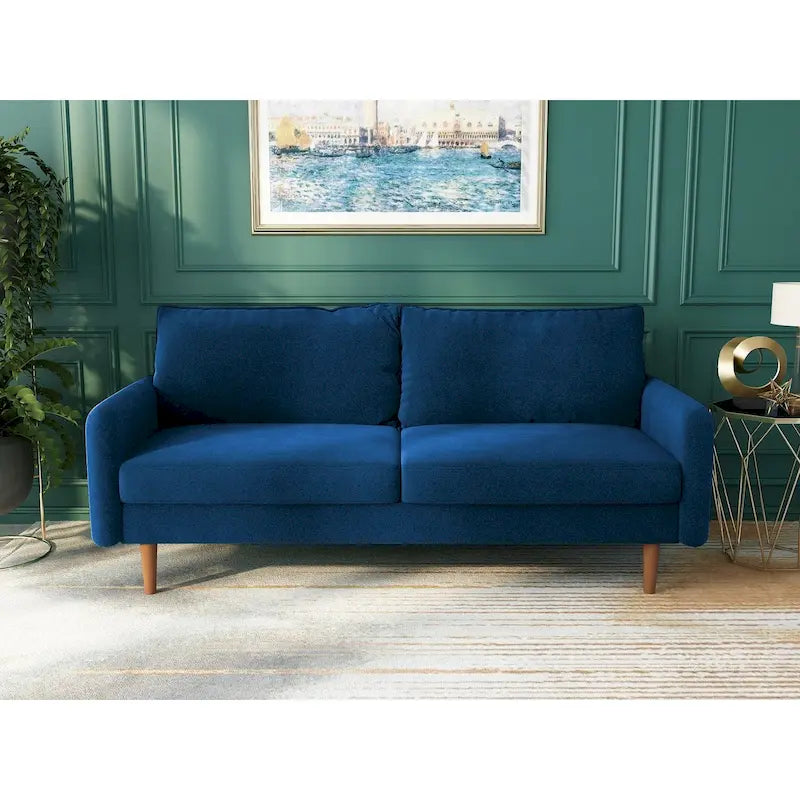 Canapé en velours de 178 cm avec accoudoirs carrés et pieds en bois massif – Plusieurs coloris