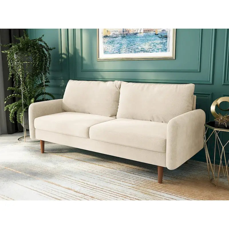 Canapé en velours de 178 cm avec accoudoirs carrés et pieds en bois massif – Plusieurs coloris