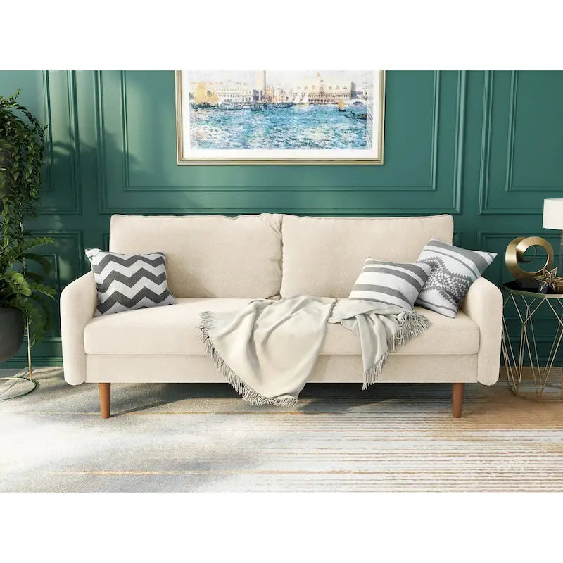 Canapé en velours de 178 cm avec accoudoirs carrés et pieds en bois massif – Plusieurs coloris