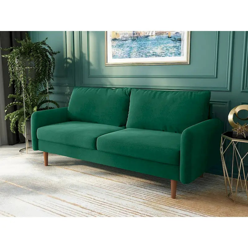 Canapé en velours de 178 cm avec accoudoirs carrés et pieds en bois massif – Plusieurs coloris