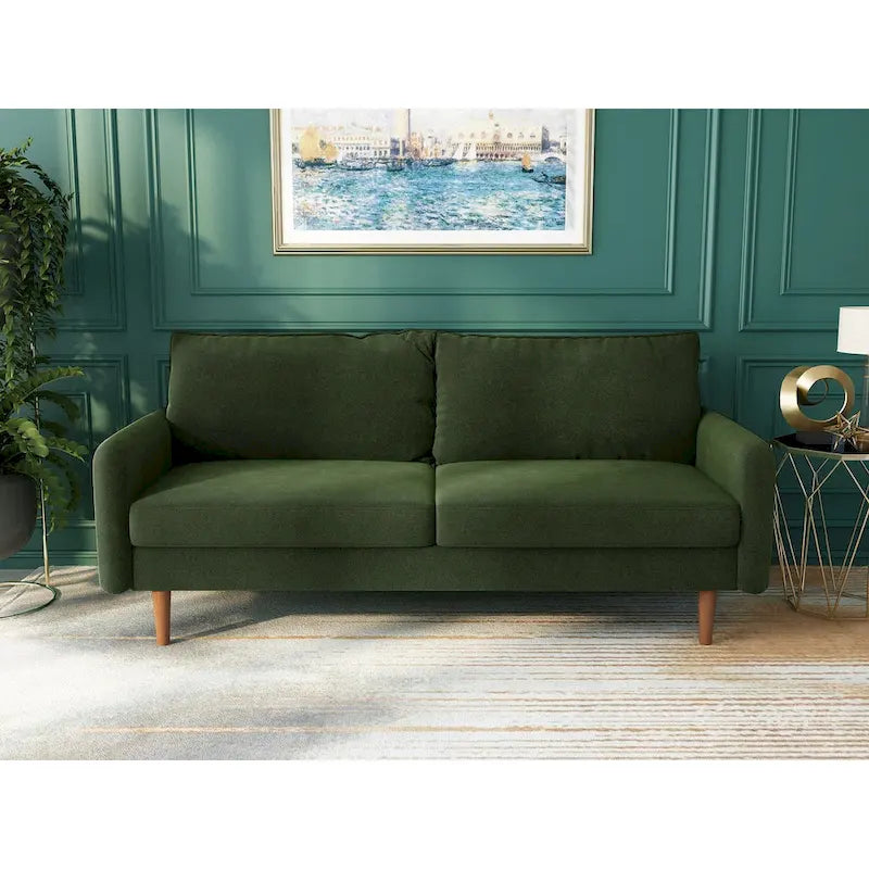 Canapé en velours de 178 cm avec accoudoirs carrés et pieds en bois massif – Plusieurs coloris