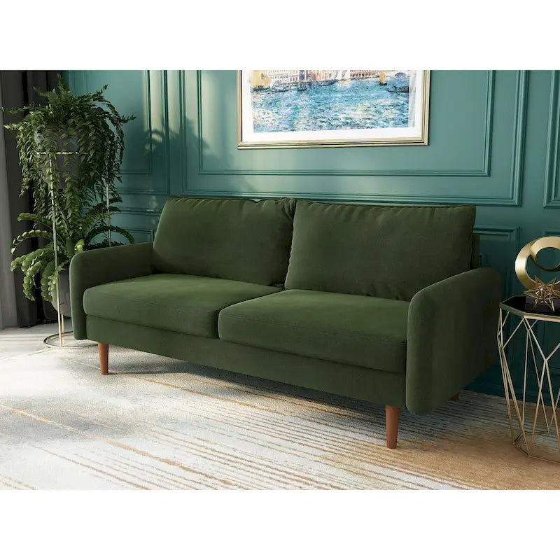Canapé en velours de 178 cm avec accoudoirs carrés et pieds en bois massif – Plusieurs coloris