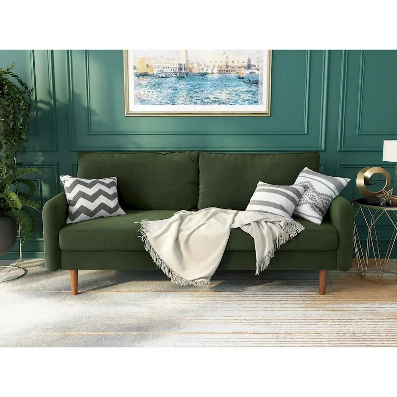 Canapé en velours de 178 cm avec accoudoirs carrés et pieds en bois massif – Plusieurs coloris