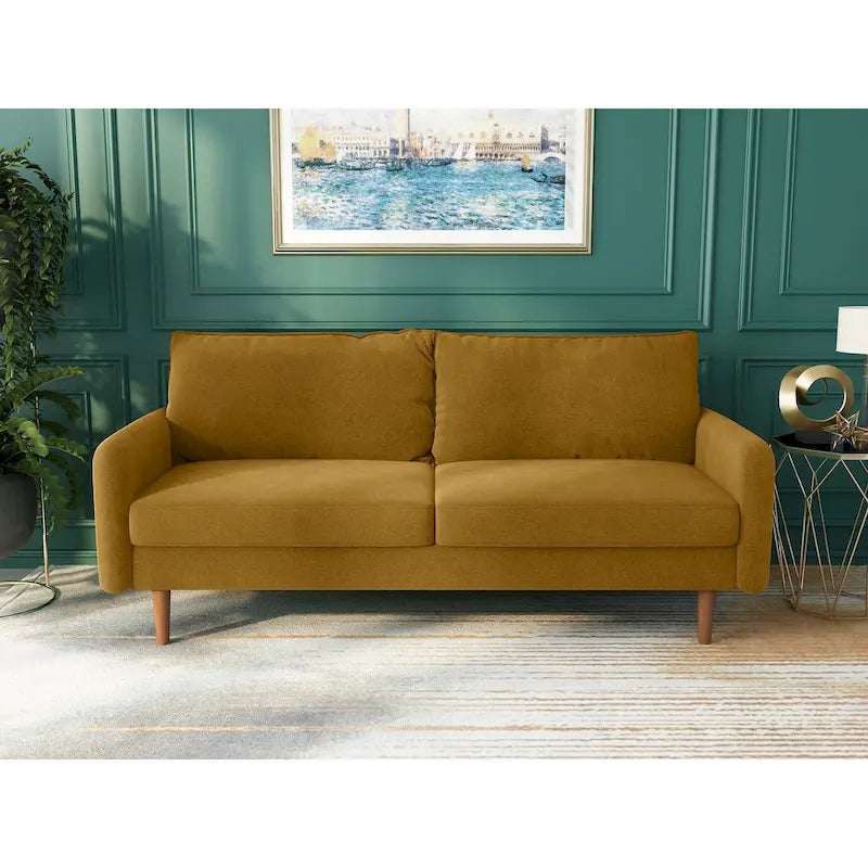 Canapé en velours de 178 cm avec accoudoirs carrés et pieds en bois massif – Plusieurs coloris