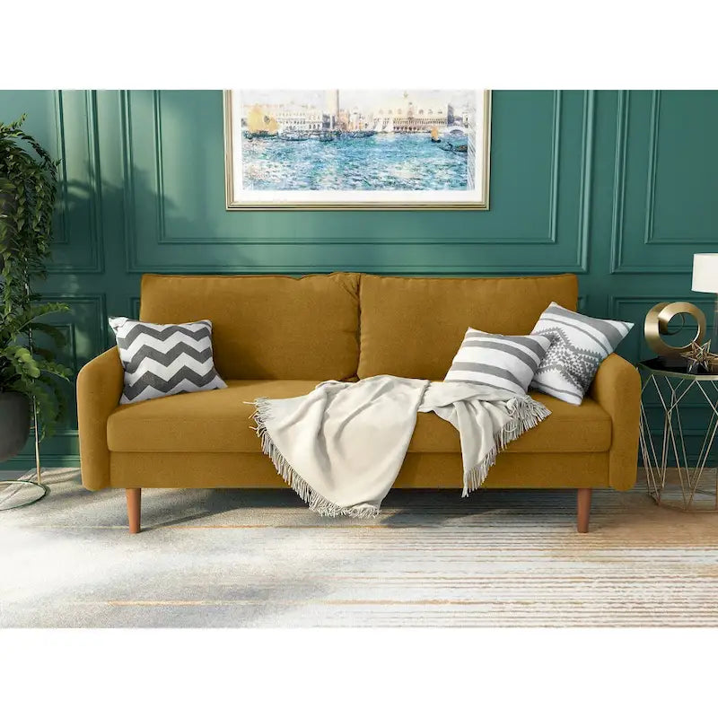 Canapé en velours de 178 cm avec accoudoirs carrés et pieds en bois massif – Plusieurs coloris
