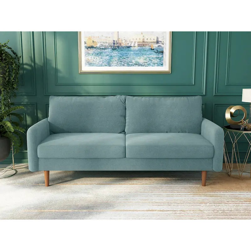 Canapé en velours de 178 cm avec accoudoirs carrés et pieds en bois massif – Plusieurs coloris