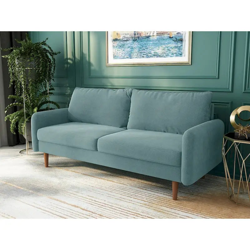 Canapé en velours de 178 cm avec accoudoirs carrés et pieds en bois massif – Plusieurs coloris