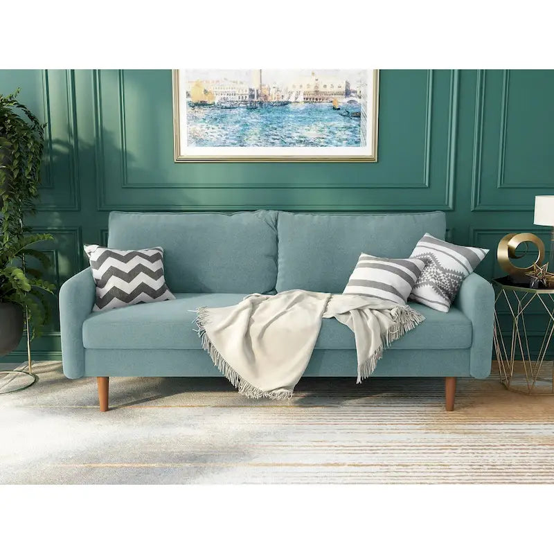 Canapé en velours de 178 cm avec accoudoirs carrés et pieds en bois massif – Plusieurs coloris