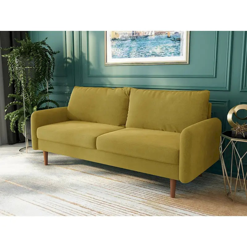 Canapé en velours de 178 cm avec accoudoirs carrés et pieds en bois massif – Plusieurs coloris