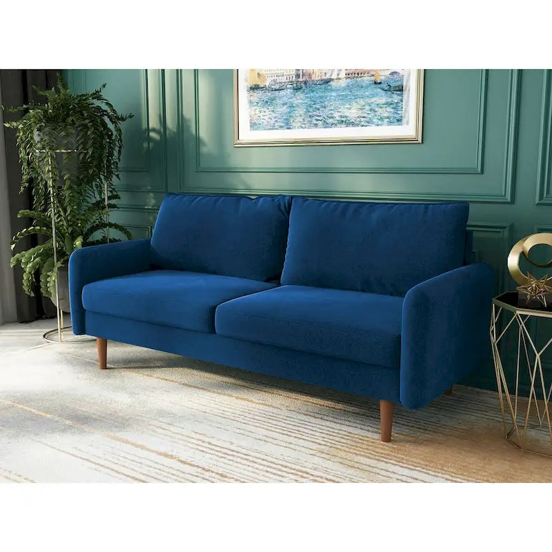 Canapé en velours de 178 cm avec accoudoirs carrés et pieds en bois massif – Plusieurs coloris