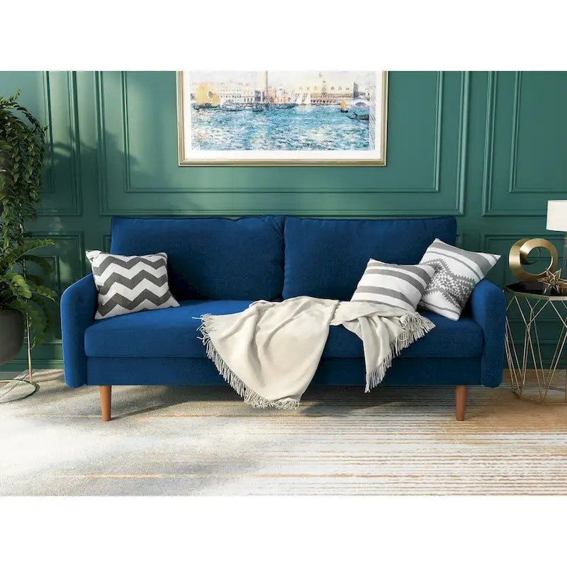Canapé en velours de 178 cm avec accoudoirs carrés et pieds en bois massif – Plusieurs coloris