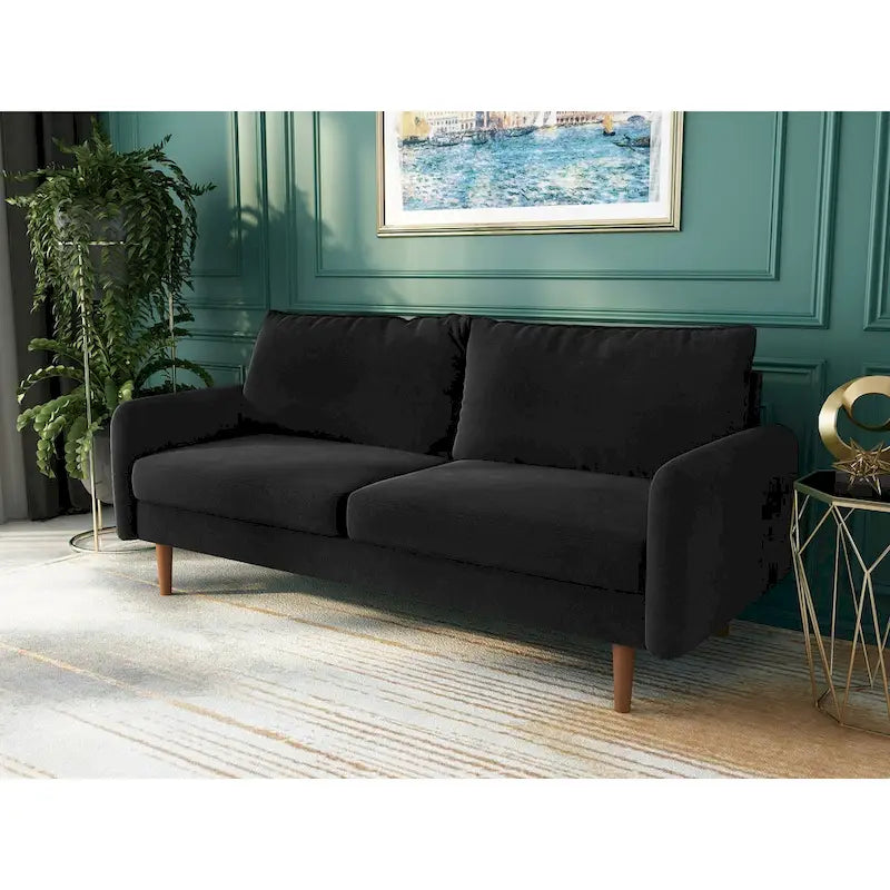 Canapé en velours de 178 cm avec accoudoirs carrés et pieds en bois massif – Plusieurs coloris