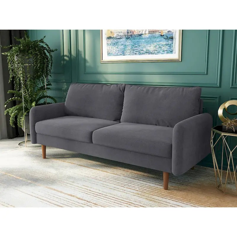 Canapé en velours de 178 cm avec accoudoirs carrés et pieds en bois massif – Plusieurs coloris