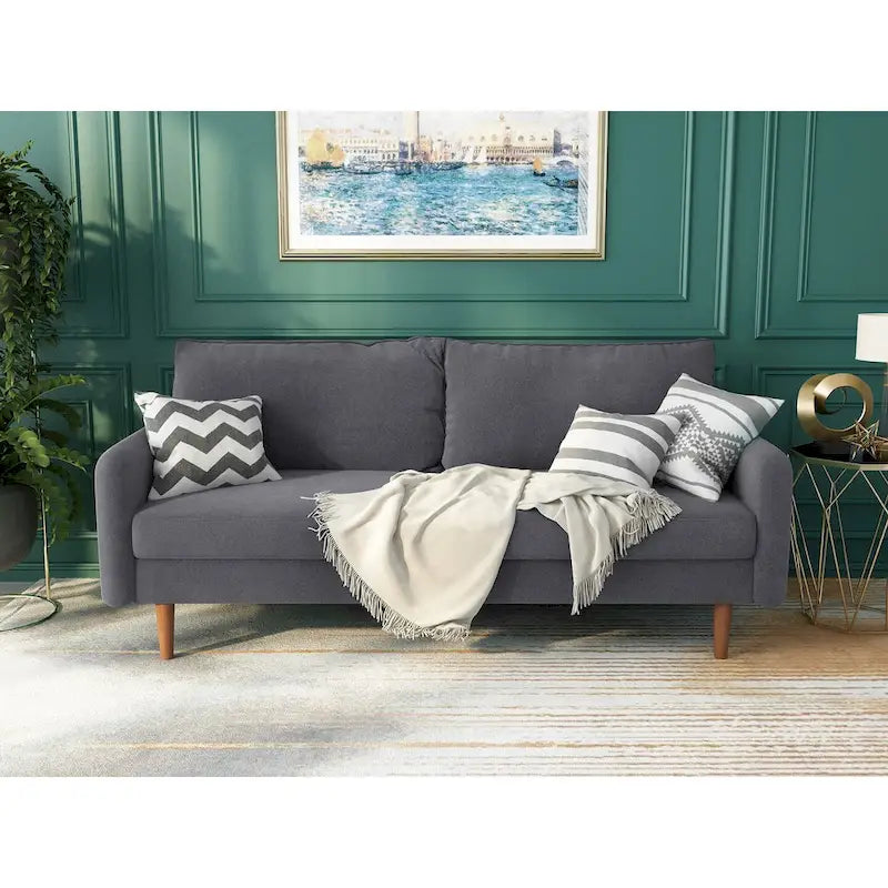 Canapé en velours de 178 cm avec accoudoirs carrés et pieds en bois massif – Plusieurs coloris