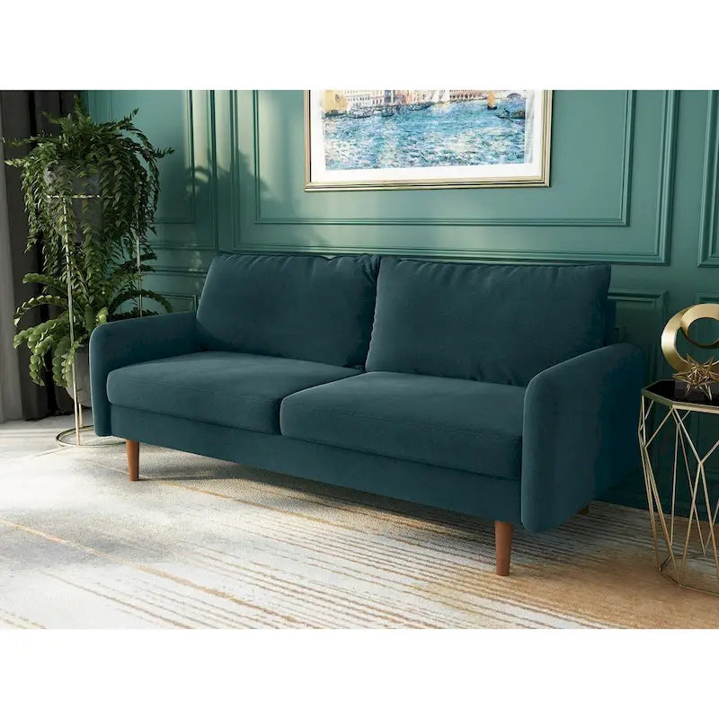 Canapé en velours de 178 cm avec accoudoirs carrés et pieds en bois massif – Plusieurs coloris