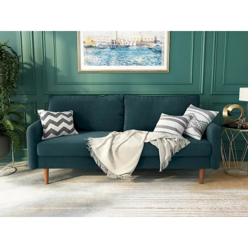 Canapé en velours de 178 cm avec accoudoirs carrés et pieds en bois massif – Plusieurs coloris