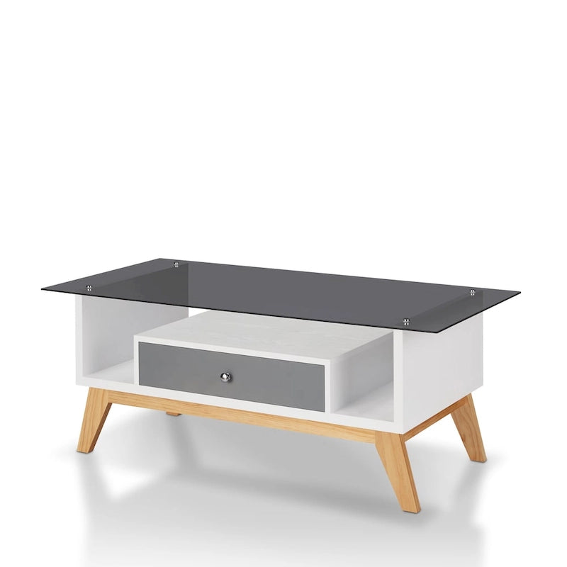 Table basse moderne 1 étagère avec plateau en verre de 47 pouces