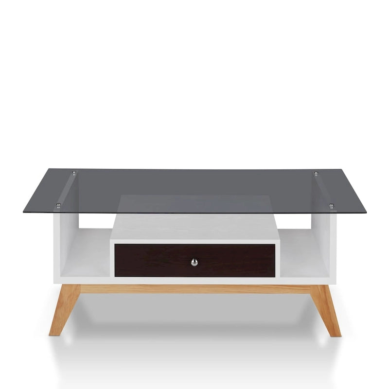 Table basse moderne 1 étagère avec plateau en verre de 47 pouces