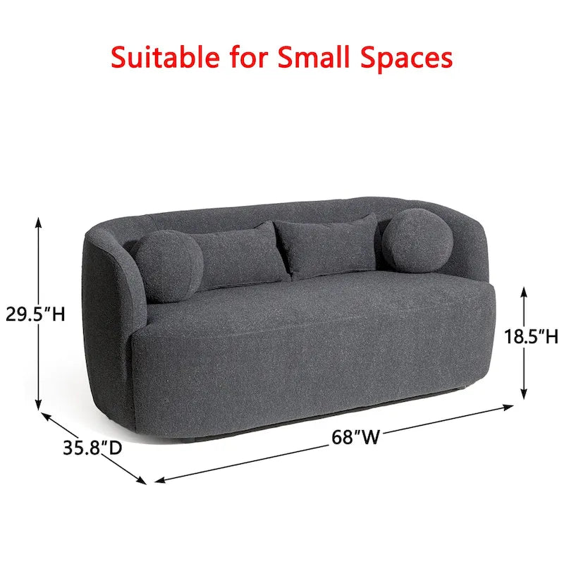 Causeuse 2 places en tissu bouclé avec oreillers