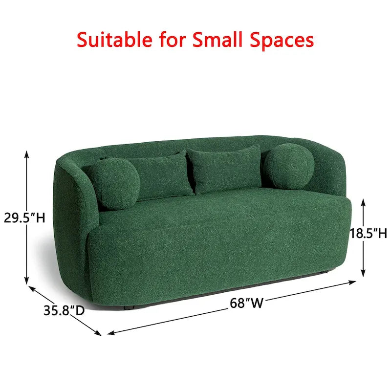 Causeuse 2 places en tissu bouclé avec oreillers
