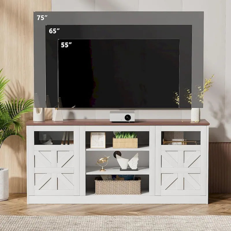 Meuble TV avec placards de rangement à double porte coulissante