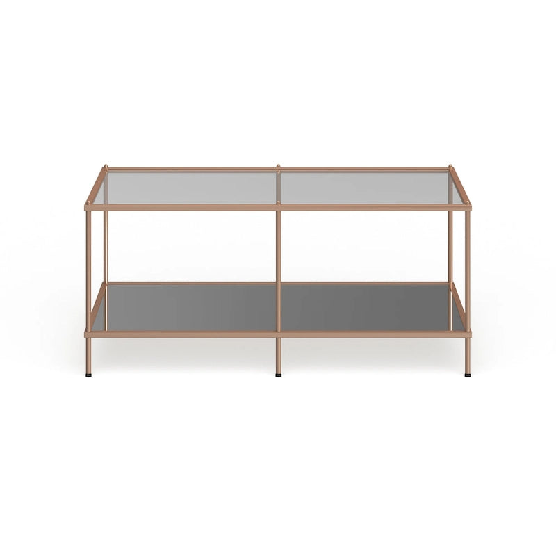 Table basse rectangulaire avec plateau en verre et étagère inférieure