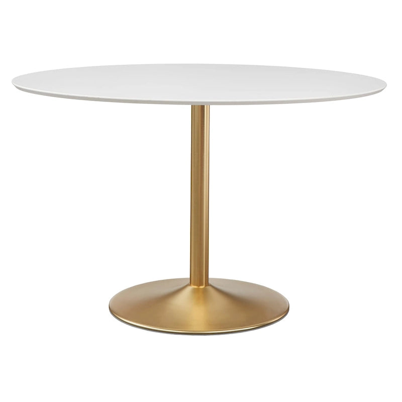 Table à manger ovale avec pied piédestal doré
