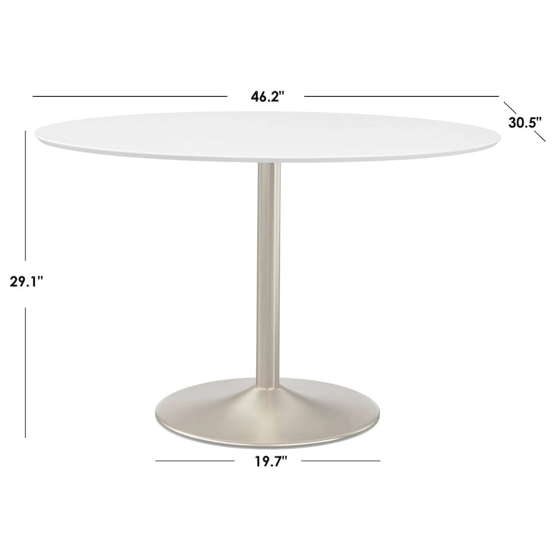 Table à manger ovale avec pied piédestal doré