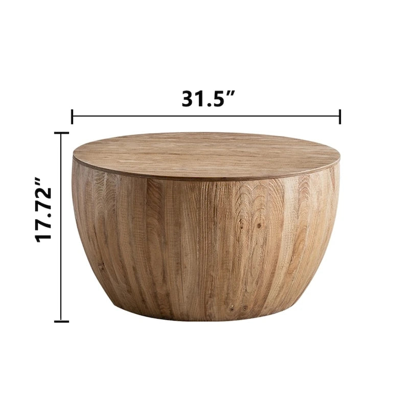 Table basse en bois en forme de tambour, style vintage