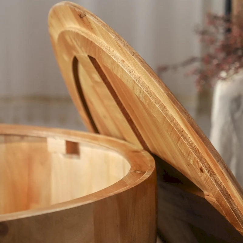 Table basse en bois en forme de tambour, style vintage