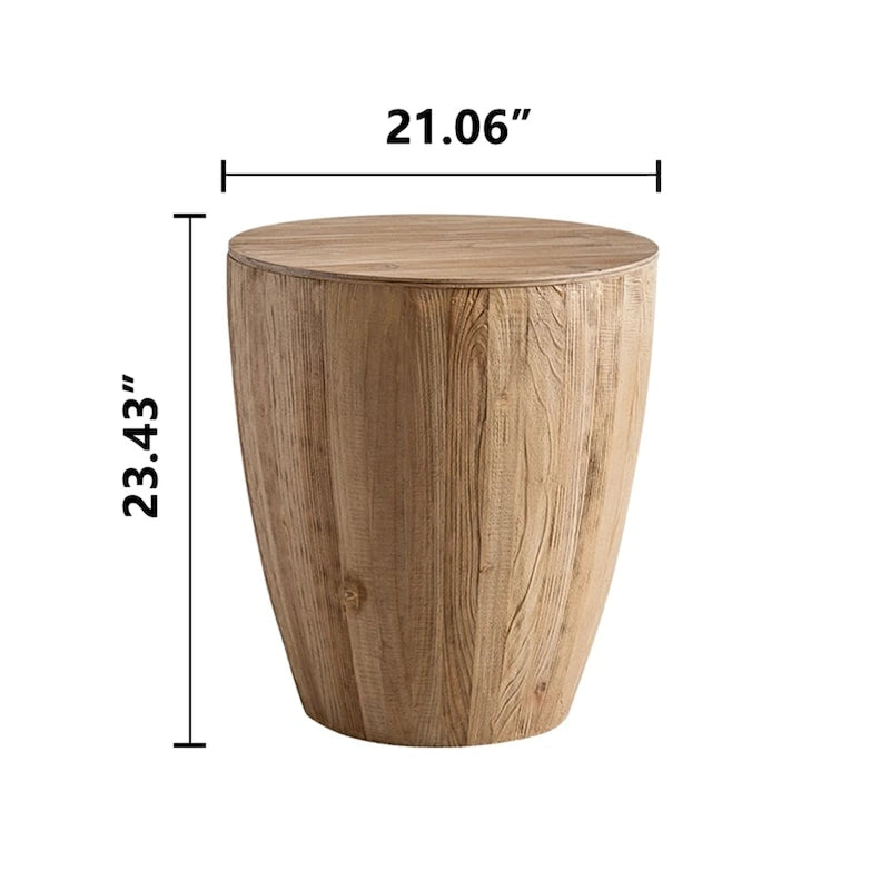 Table basse en bois en forme de tambour, style vintage