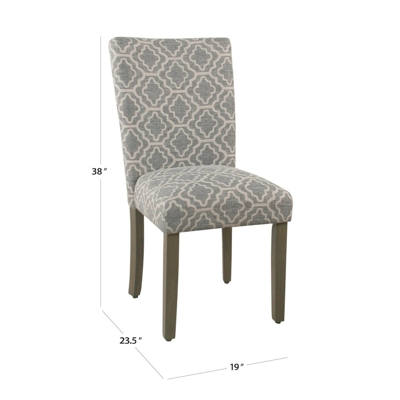 Chaise de salle à manger géométrique gris cendré (lot de 2)