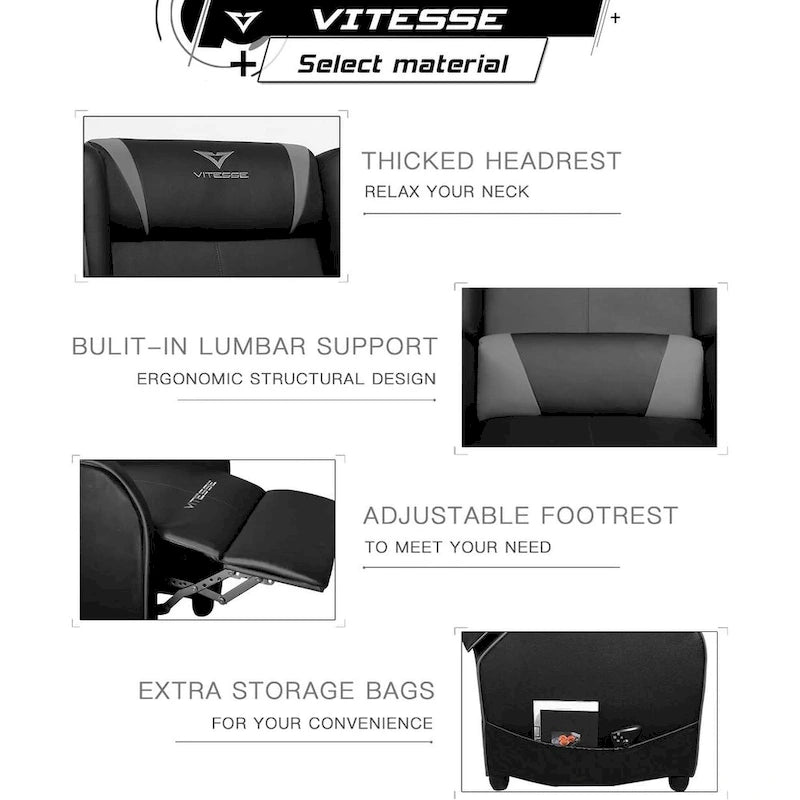 Fauteuil Inclinable de Gaming Style Course, Dossier Haut, Fauteuils Inclinables de Salon, Sièges de Cinéma