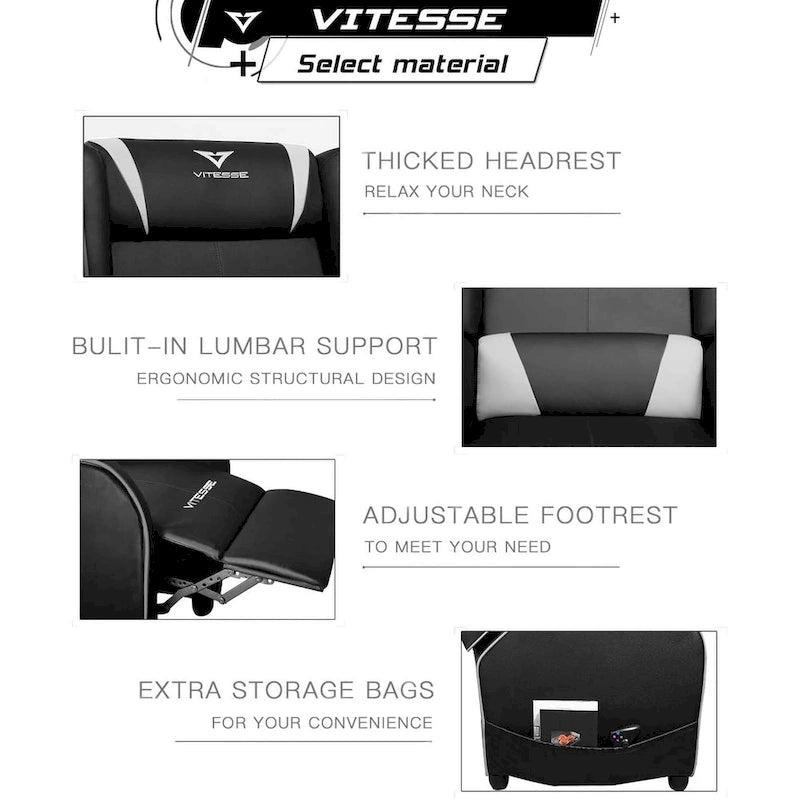 Fauteuil Inclinable de Gaming Style Course, Dossier Haut, Fauteuils Inclinables de Salon, Sièges de Cinéma