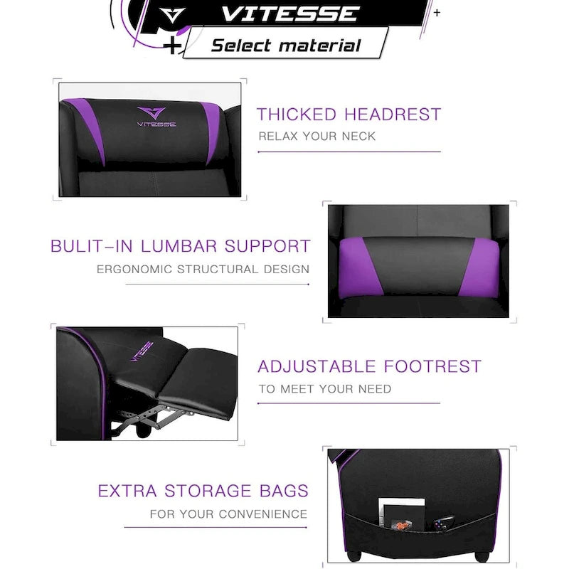Fauteuil Inclinable de Gaming Style Course, Dossier Haut, Fauteuils Inclinables de Salon, Sièges de Cinéma