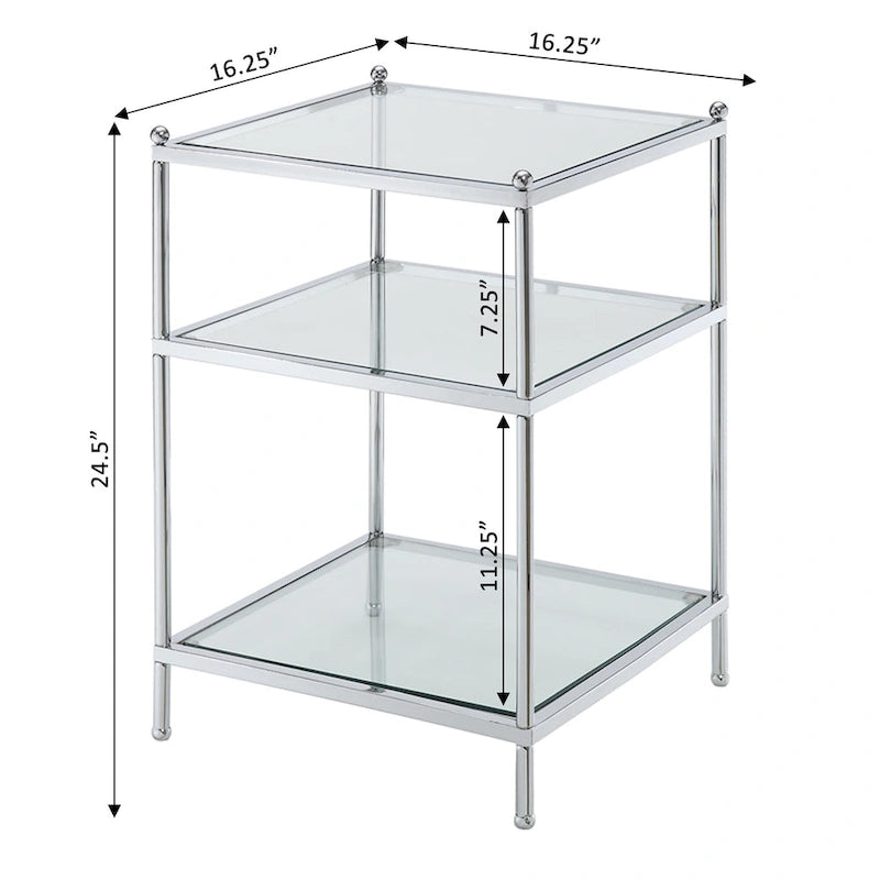 Table d'appoint en verre à 3 niveaux