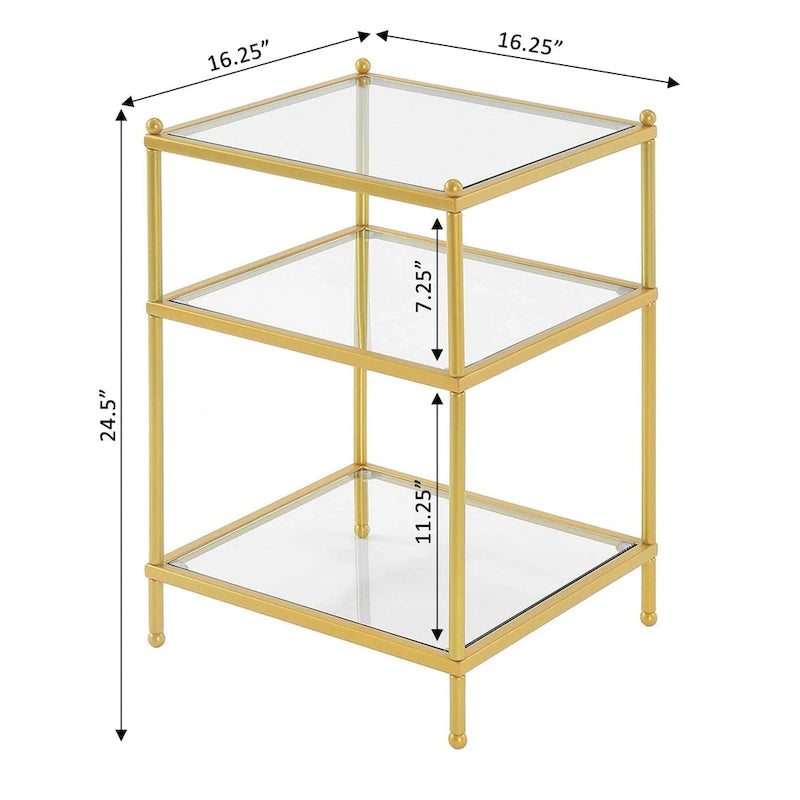 Table d'appoint en verre à 3 niveaux