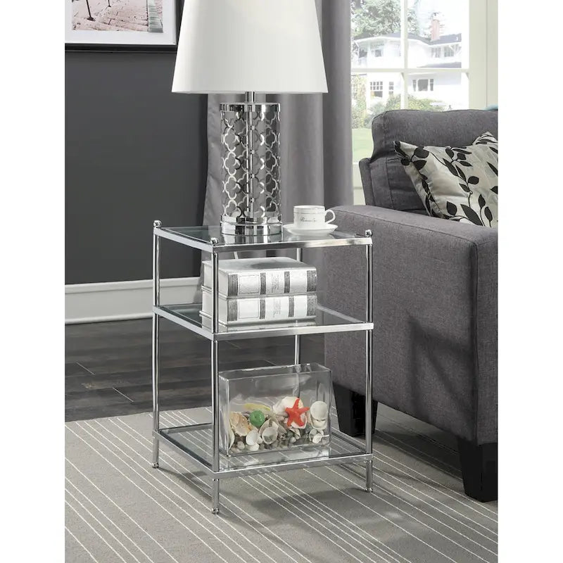 Table d'appoint en verre à 3 niveaux