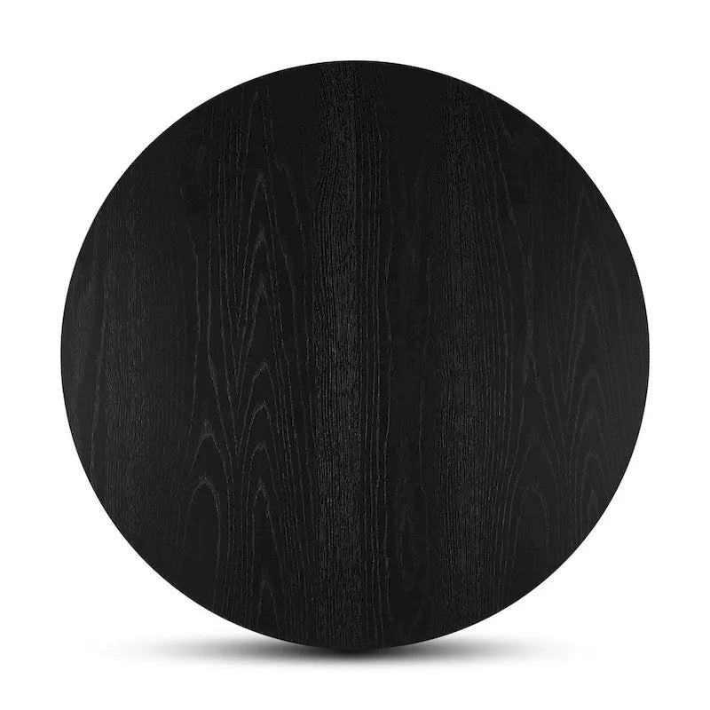 Table à manger ronde à piédestal de 42 pouces avec placage de chêne blanc et bord biseauté
