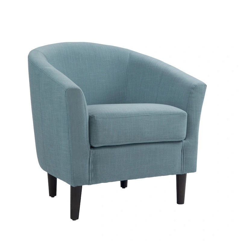 2 fauteuils club modernes en lin avec accoudoirs ronds