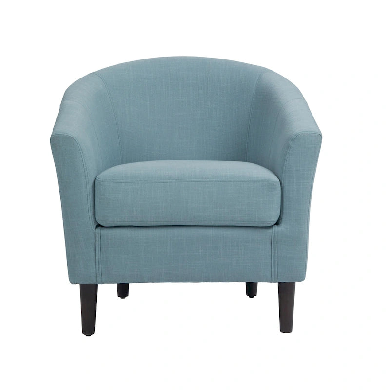 2 fauteuils club modernes en lin avec accoudoirs ronds