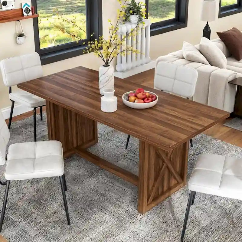 Table de salle à manger de style ferme, grande, 180 cm, pour 6 à 8 personnes
