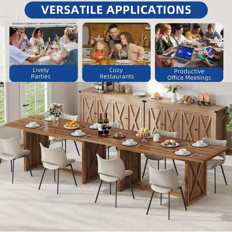 Table de salle à manger de style ferme, grande, 180 cm, pour 6 à 8 personnes